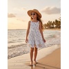 Arshiner Girls Cami Summer Dress Boho Sleeveless Casual Sundress with Pockets for 4-12 Y(White Floral)