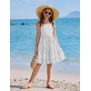 Arshiner Girls Cami Summer Dress Boho Sleeveless Casual Sundress with Pockets for 4-12 Y(White Floral)