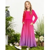 Arshiner Girls Maxi Dress Long/Short Sleeve Casual Holiday Dress with Pockets for 5-13 Years(Long Sleeve Rose Red Gradient)