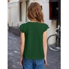Arshiner Girls Shirts Short Sleeve Square Neck Summer Lace Openwork Pleated Tops Blouse Tunic(Dark Green)