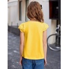 Arshiner Girls Shirts Short Sleeve Square Neck Summer Lace Openwork Pleated Tops Blouse Tunic(Gold Yellow)