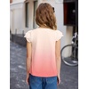 Arshiner Girls Shirts Short Sleeve Square Neck Summer Lace Openwork Pleated Tops Blouse Tunic(Gradient Pink)