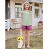 Arshiner Girls Shirts Short Sleeve Square Neck Summer Lace Openwork Pleated Tops Blouse Tunic(Light Green)