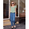 Arshiner Girls Shirts Short Sleeve Square Neck Summer Lace Openwork Pleated Tops Blouse Tunic(Light Green)