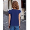 Arshiner Girls Shirts Short Sleeve Square Neck Summer Lace Openwork Pleated Tops Blouse Tunic(Royal)