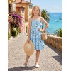 Arshiner Girls Tie Back Dress Spaghetti Strap Ruffle Hem Casual Summer Beach Sundress with Pockets(Blue Floral)