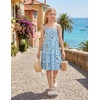 Arshiner Girls Tie Back Dress Spaghetti Strap Ruffle Hem Casual Summer Beach Sundress with Pockets(Blue Floral)