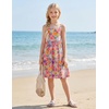 Arshiner Girls Tie Back Dress Spaghetti Strap Ruffle Hem Casual Summer Beach Sundress with Pockets(Colorful Floral)