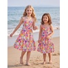 Arshiner Girls Tie Back Dress Spaghetti Strap Ruffle Hem Casual Summer Beach Sundress with Pockets(Colorful Floral)