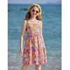 Arshiner Girls Tie Back Dress Spaghetti Strap Ruffle Hem Casual Summer Beach Sundress with Pockets(Colorful Floral)