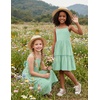 Arshiner Girls Tie Back Dress Spaghetti Strap Ruffle Hem Casual Summer Beach Sundress with Pockets(Light Green)