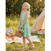 Arshiner Girls Tie Back Dress Spaghetti Strap Ruffle Hem Casual Summer Beach Sundress with Pockets(Light Green)
