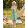 Arshiner Girls Tie Back Dress Spaghetti Strap Ruffle Hem Casual Summer Beach Sundress with Pockets(Light Green)