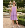 Arshiner Girls Tie Back Dress Spaghetti Strap Ruffle Hem Casual Summer Beach Sundress with Pockets(Purple)