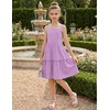 Arshiner Girls Tie Back Dress Spaghetti Strap Ruffle Hem Casual Summer Beach Sundress with Pockets(Purple)