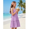 Arshiner Girls Tie Back Dress Spaghetti Strap Ruffle Hem Casual Summer Beach Sundress with Pockets(Purple)