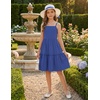 Arshiner Girls Tie Back Dress Spaghetti Strap Ruffle Hem Casual Summer Beach Sundress with Pockets(Royal Blue)