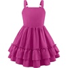 Arshiner Girls Cami Summer Dress Boho Sleeveless Casual Sundress with Pockets for 4-12 Y(Rose Red)