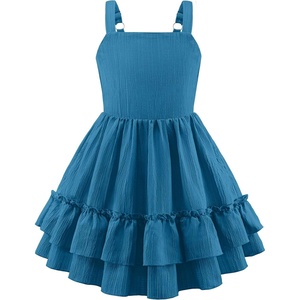 Arshiner Girls Cami Summer Dress Boho Sleeveless Casual Sundress with Pockets for 4-12 Y(Deep Lake Blue)
