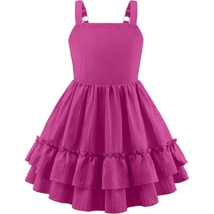 Arshiner Girls Cami Summer Dress Boho Sleeveless Casual Sundress with Pockets for 4-12 Y(Rose Red)