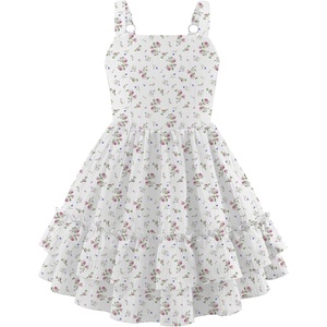 Arshiner Girls Cami Summer Dress Boho Sleeveless Casual Sundress with Pockets for 4-12 Y(White Floral)