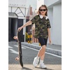 Arshiner Girls Oversized T Shirts with Pocket Short Sleeve Basic Crewneck Summer Casual Loose Tops Clothes 5-14 Years(Camo)