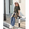 Arshiner Girls Oversized T Shirts with Pocket Short Sleeve Basic Crewneck Summer Casual Loose Tops Clothes 5-14 Years(Camo)