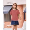 Arshiner Girls Oversized T Shirts with Pocket Short Sleeve Basic Crewneck Summer Casual Loose Tops Clothes 5-14 Years(Red Stripe)