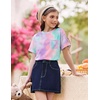 Arshiner Girls Oversized T Shirts with Pocket Short Sleeve Basic Crewneck Summer Casual Loose Tops Clothes 5-14 Years(Tie Dye-a)