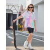 Arshiner Girls Oversized T Shirts with Pocket Short Sleeve Basic Crewneck Summer Casual Loose Tops Clothes 5-14 Years(Tie Dye-a)