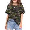 Arshiner Girls Oversized T Shirts with Pocket Short Sleeve Basic Crewneck Summer Casual Loose Tops Clothes 5-14 Years(Camo)
