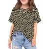 Arshiner Girls Oversized T Shirts with Pocket Short Sleeve Basic Crewneck Summer Casual Loose Tops Clothes 5-14 Years(Leopard Print)