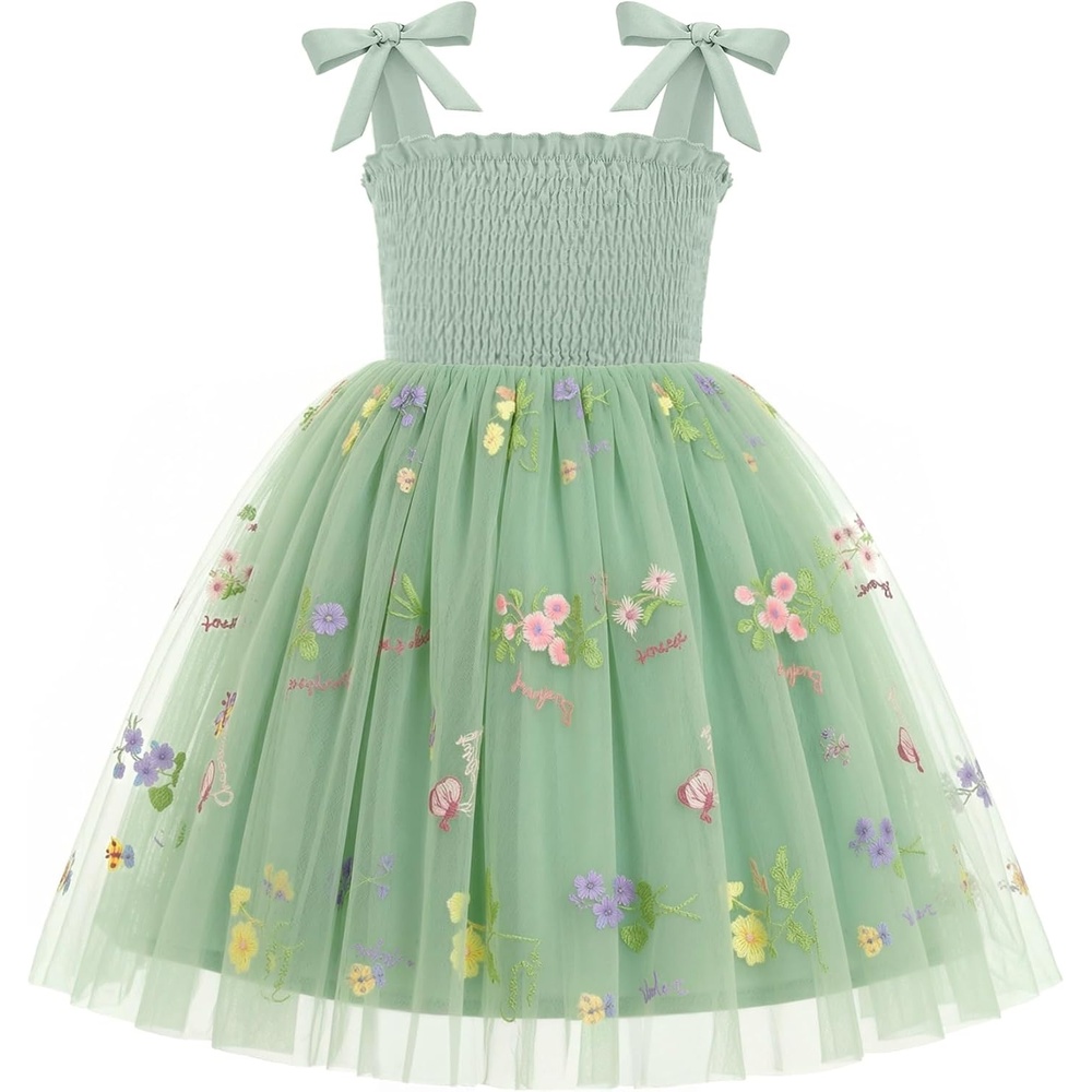 image:imageArshiner Toddler Girl Tutu Dress Summer BowTie Straps Casual Dresses Kids Princess Flowy Swing Clothes for 27YGreen Floral