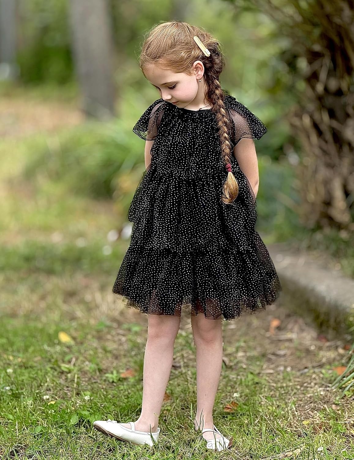 image:imageArshiner Little Girl Dresses Ruffle Sleeves Tiered Tulle Tutu Dress Toddler Girls Summer Fashion Clothes 27TBlack Sequin