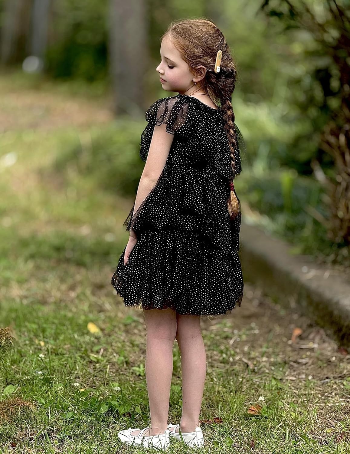image:imageArshiner Little Girl Dresses Ruffle Sleeves Tiered Tulle Tutu Dress Toddler Girls Summer Fashion Clothes 27TBlack Sequin