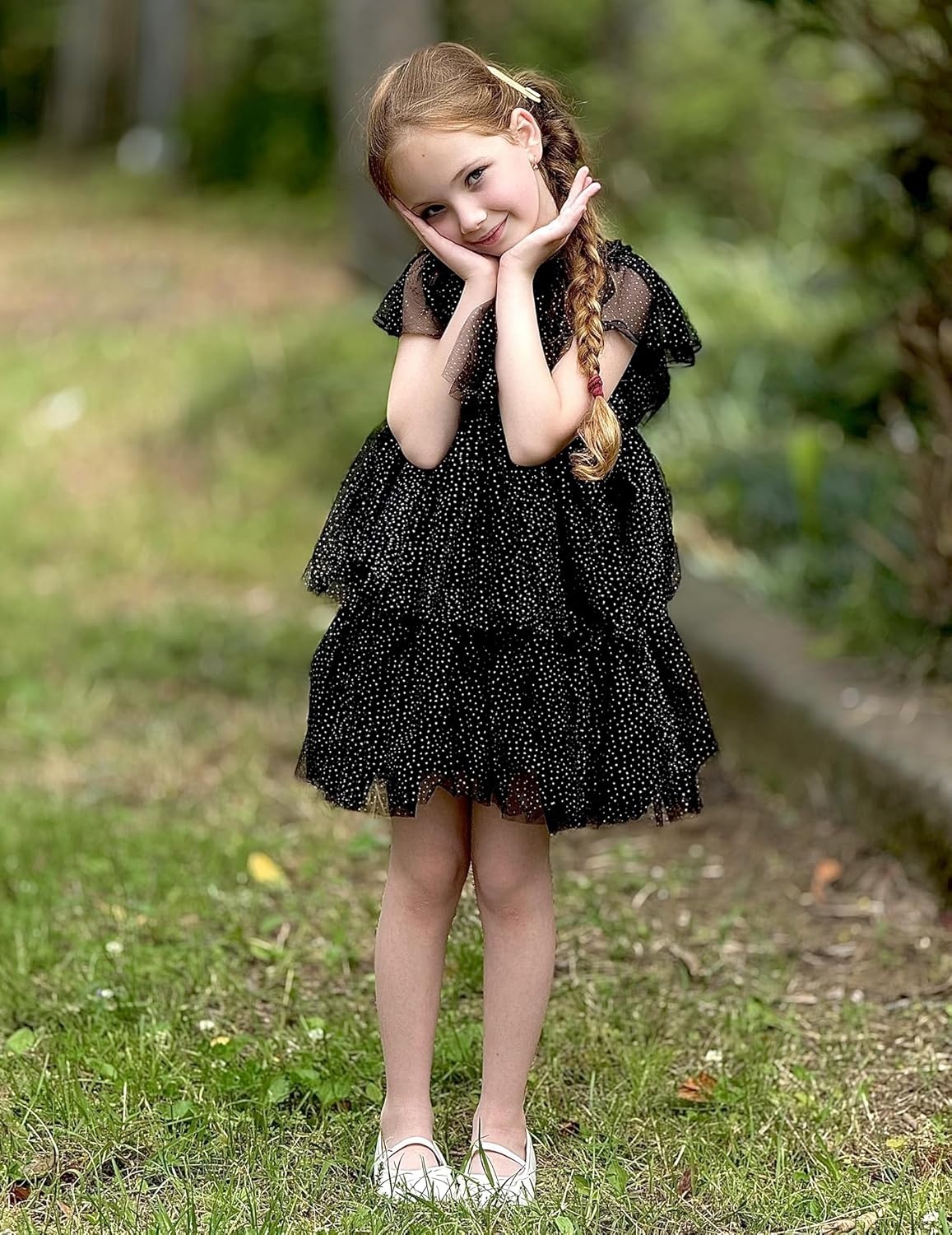 image:imageArshiner Little Girl Dresses Ruffle Sleeves Tiered Tulle Tutu Dress Toddler Girls Summer Fashion Clothes 27TBlack Sequin