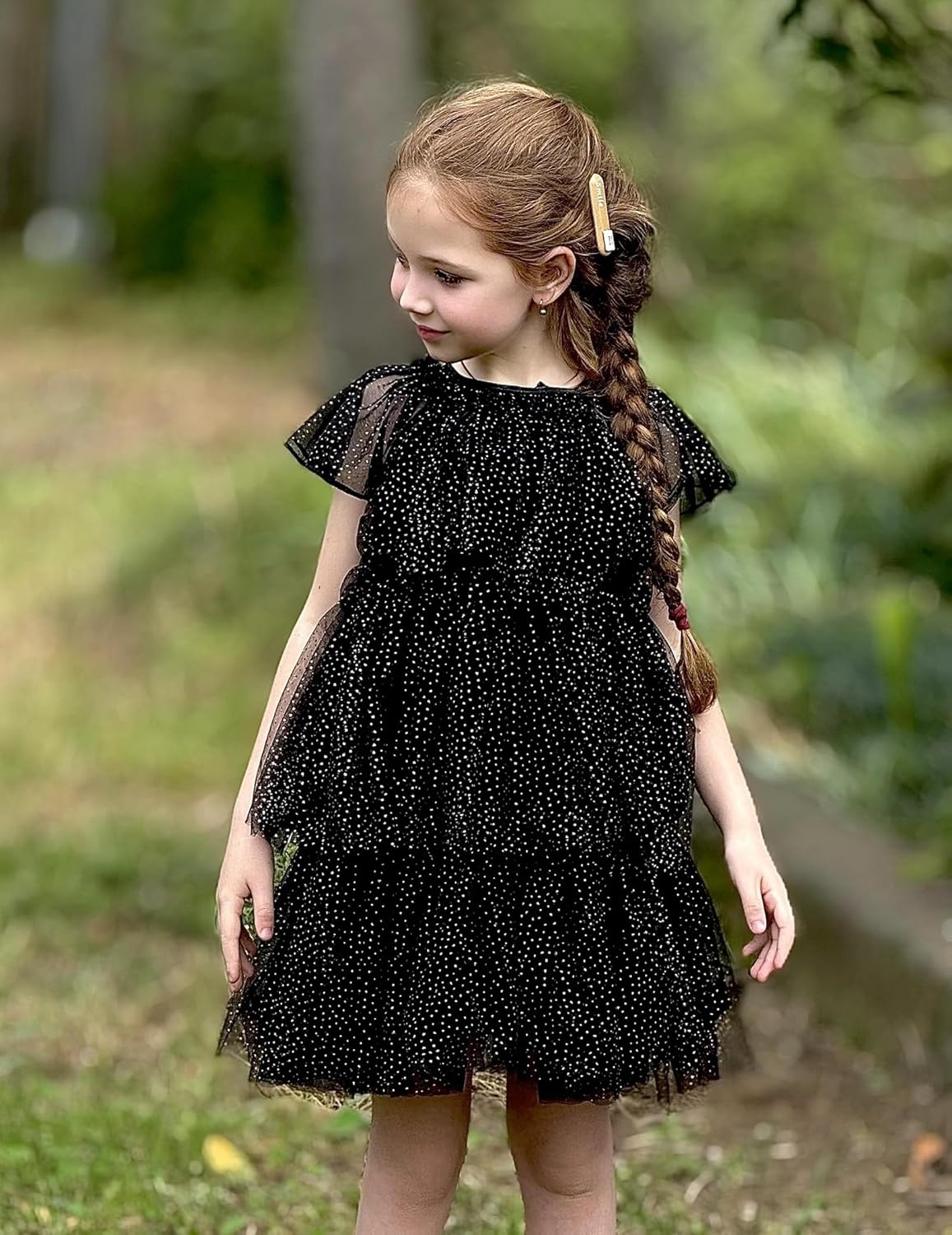 image:imageArshiner Little Girl Dresses Ruffle Sleeves Tiered Tulle Tutu Dress Toddler Girls Summer Fashion Clothes 27TBlack Sequin
