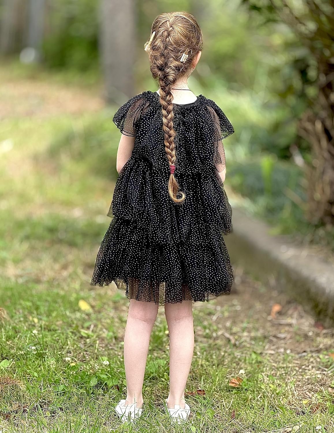 image:imageArshiner Little Girl Dresses Ruffle Sleeves Tiered Tulle Tutu Dress Toddler Girls Summer Fashion Clothes 27TBlack Sequin