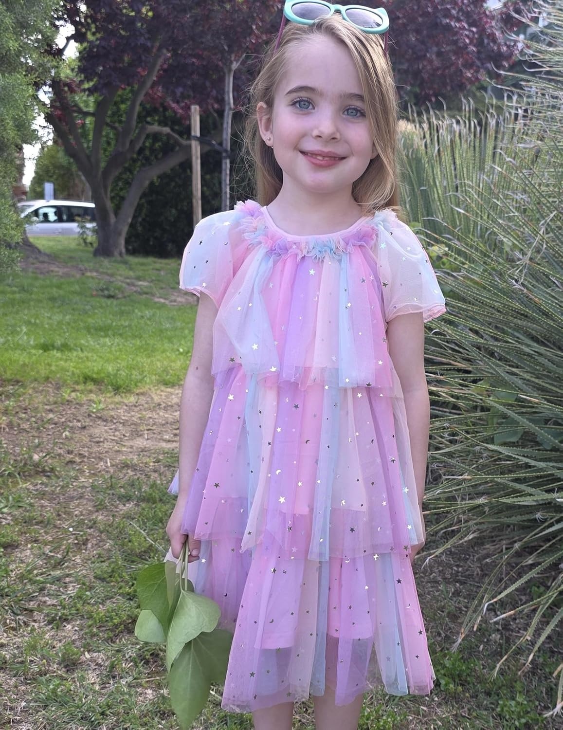 image:imageArshiner Little Girl Dresses Ruffle Sleeves Tiered Tulle Tutu Dress Toddler Girls Summer Fashion Clothes 27TPink Rainbow