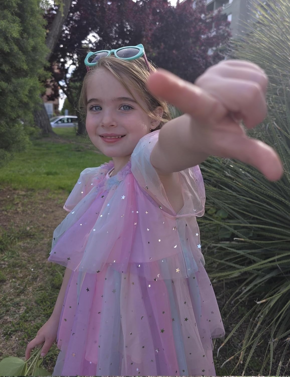 image:imageArshiner Little Girl Dresses Ruffle Sleeves Tiered Tulle Tutu Dress Toddler Girls Summer Fashion Clothes 27TPink Rainbow