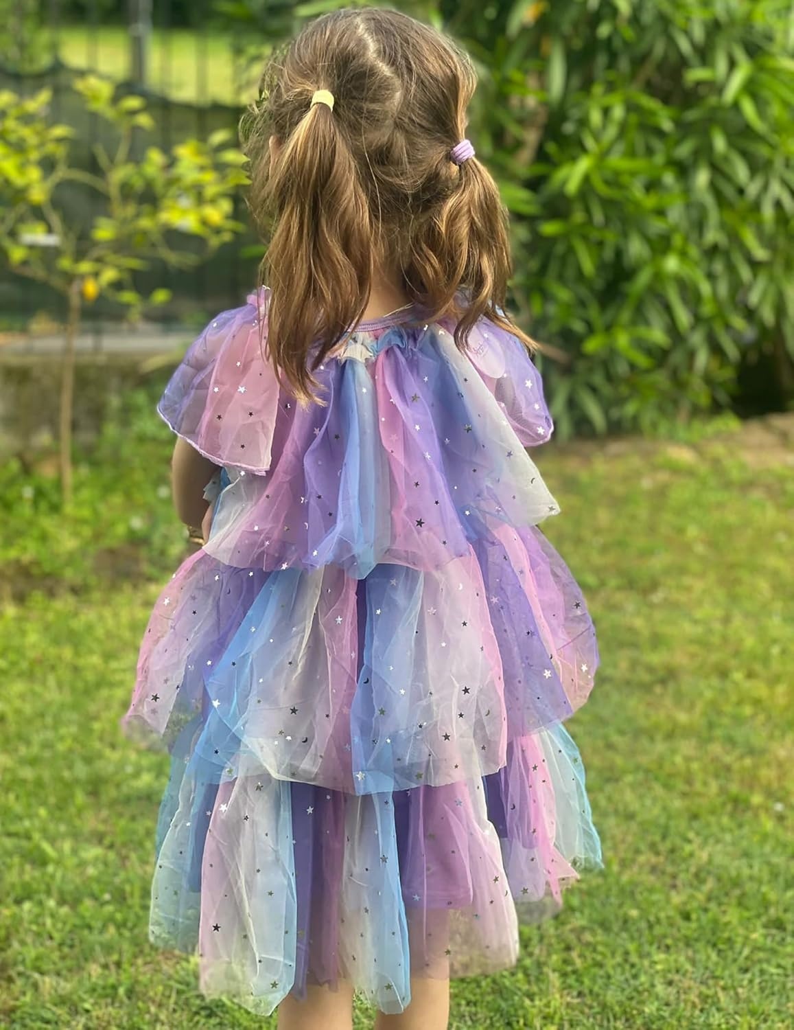 image:imageArshiner Little Girl Dresses Ruffle Sleeves Tiered Tulle Tutu Dress Toddler Girls Summer Fashion Clothes 27TPurple Rainbow