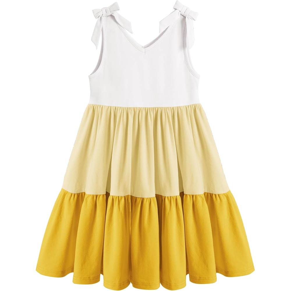image:imageArshiner Toddler Girl Summer Dress Little Girls Casual Beach Party Bowknot Sling Sundress with Pocket 17tWhitebeigeyellow