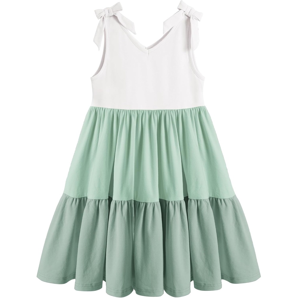 image:imageArshiner Toddler Girl Summer Dress Little Girls Casual Beach Party Bowknot Sling Sundress with Pocket 17tWhitegreengreen