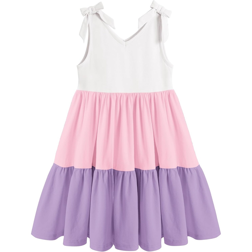 image:imageArshiner Toddler Girl Summer Dress Little Girls Casual Beach Party Bowknot Sling Sundress with Pocket 17tWhitepinkpurple