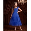 Arshiner Tween Girls Dress Ruffle Sleeve Elastic Straps Smocked A-Line Tulle Summer Long Patry Birthday Sundress(Royal Blue)