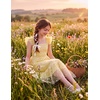 Arshiner Tween Girls Dress Ruffle Sleeve Elastic Straps Smocked A-Line Tulle Summer Long Patry Birthday Sundress(Yellow & White Plaid)