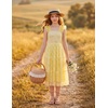 Arshiner Tween Girls Dress Ruffle Sleeve Elastic Straps Smocked A-Line Tulle Summer Long Patry Birthday Sundress(Yellow & White Plaid)
